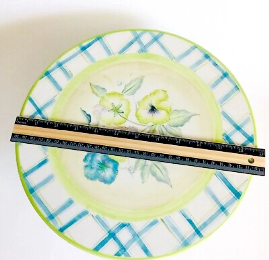 Zrike Everyday Wild Pansy Pedestal Cake/Dessert Plate Floral Flower 12” Blue Green - Timeless Treasures  Emporium1