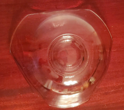 Vintage Clear Glass Scalloped/Flared Triangular Shaped Anchor Hocking Wavy Rim Serving Bowl ~ 10 1/4"