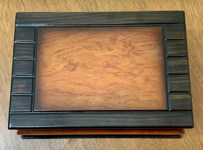 Vintage Lacquered Two-Toned Velvet-Lined Wooden Keepsake Box ~ 9" - Timeless Treasures  Emporium1