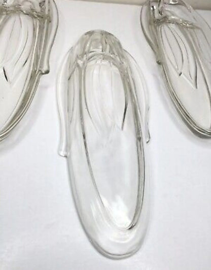 Vintage Pressed Clear Glass Corn on the Cob Plates/Dishes/Holders, Set of 4 - Timeless Treasures  Emporium1