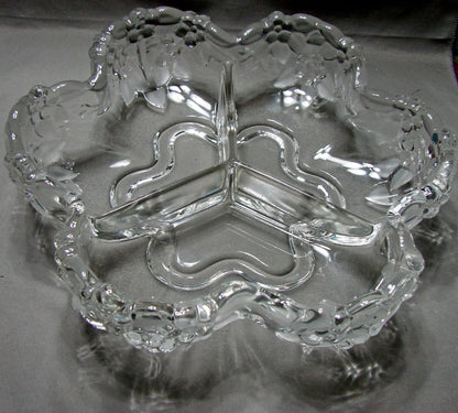 Vintage Naturel Mikasa Walther Sectional Glass Bowl Carmen Germany & Clear Glass Serving Bowl /Dish ~ 10.5" - Timeless Treasures  Emporium1