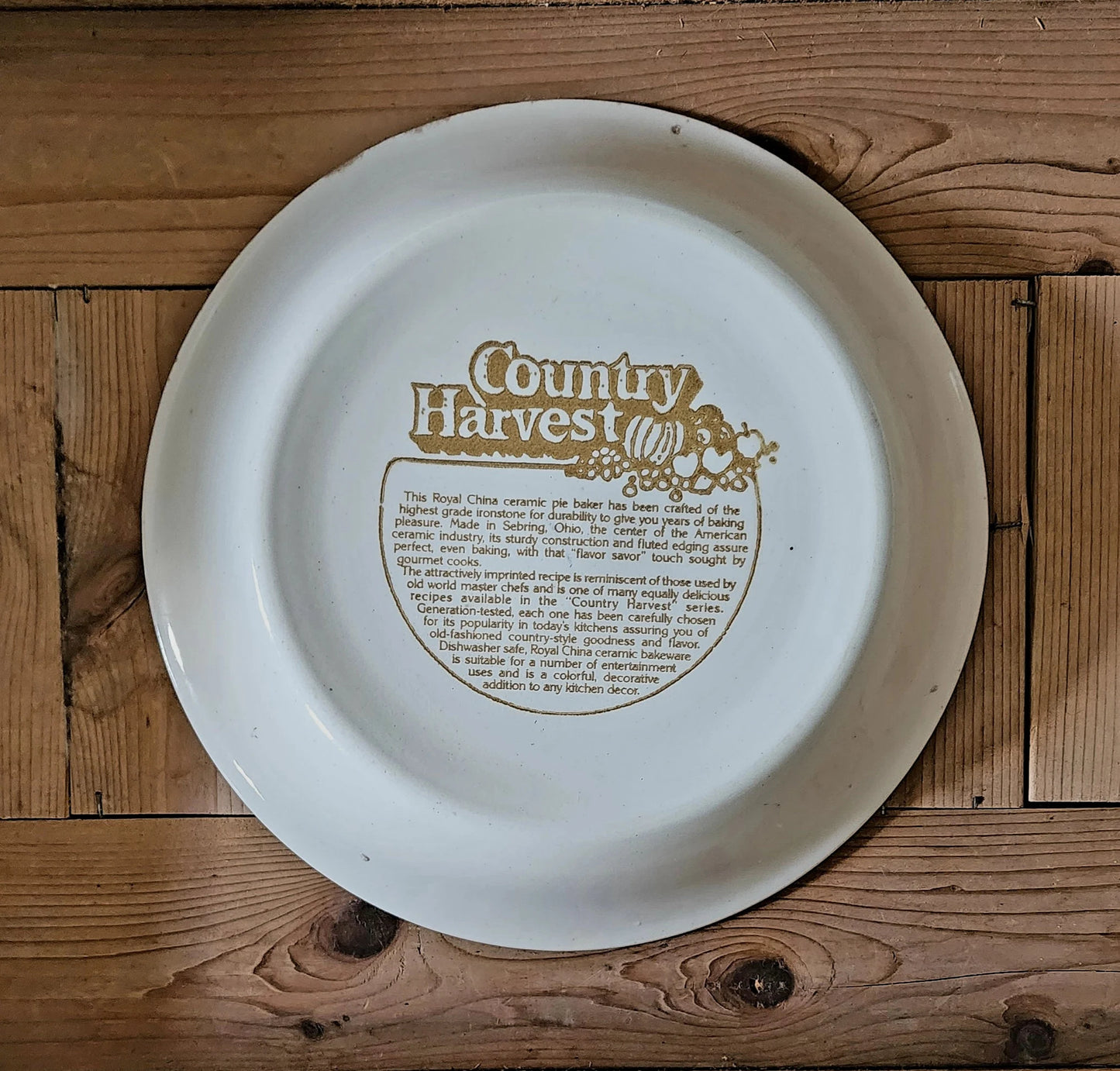 Vintage Country Harvest Deep Dish Cheesecake Pie Recipe Plate ~ Perfectly Imperfect ~ 11"