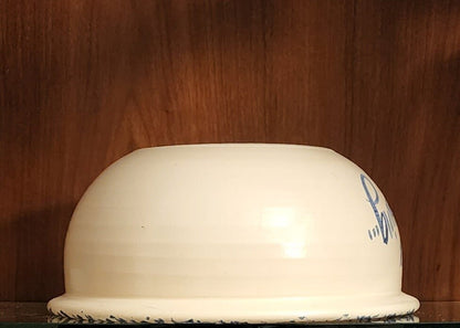Vintage Rustic Heavy Marshall Pottery Aged Blue/White Hand Painted Spongeware Ceramic Love That Popcorn Bowl - Timeless Treasures  Emporium1