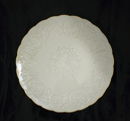 Lenox China Wedding Promises Marriage Embossed Round Cream Plate/Platter 12.5"D w/Gold Trim - Timeless Treasures  Emporium1