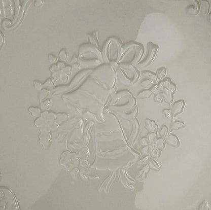 Lenox China Wedding Promises Marriage Embossed Round Cream Plate/Platter 12.5"D w/Gold Trim - Timeless Treasures  Emporium1
