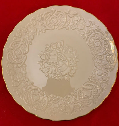 Lenox China Wedding Promises Marriage Embossed Round Cream Plate/Platter 12.5"D w/Gold Trim - Timeless Treasures  Emporium1
