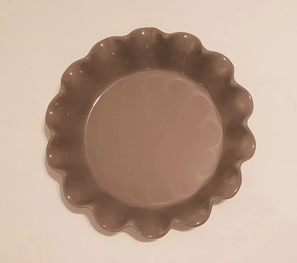 The Lakeside Collection Stoneware Gray Baking Dish/Plate for Pastries / Pies / Brunch & Tarts Pan with Ruffled/Scalloped Edge ~ 10.5"