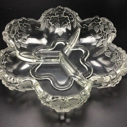 Vintage Naturel Mikasa Walther Sectional Glass Bowl Carmen Germany & Clear Glass Serving Bowl /Dish ~ 10.5" - Timeless Treasures  Emporium1