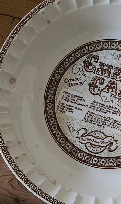 Vintage Country Harvest Deep Dish Cheesecake Pie Recipe Plate ~ Perfectly Imperfect ~ 11"
