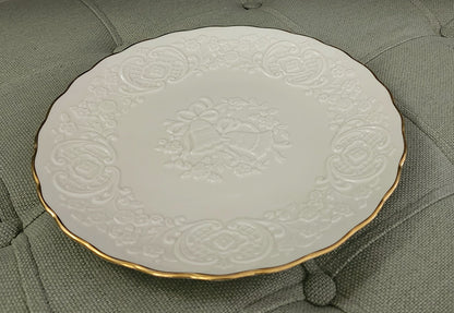 Lenox China Wedding Promises Marriage Embossed Round Cream Plate/Platter 12.5"D w/Gold Trim - Timeless Treasures  Emporium1