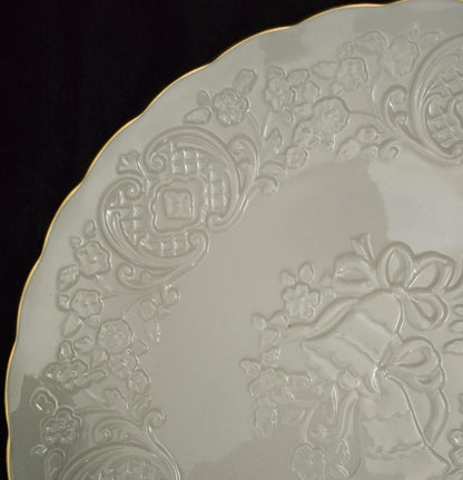 Lenox China Wedding Promises Marriage Embossed Round Cream Plate/Platter 12.5"D w/Gold Trim - Timeless Treasures  Emporium1