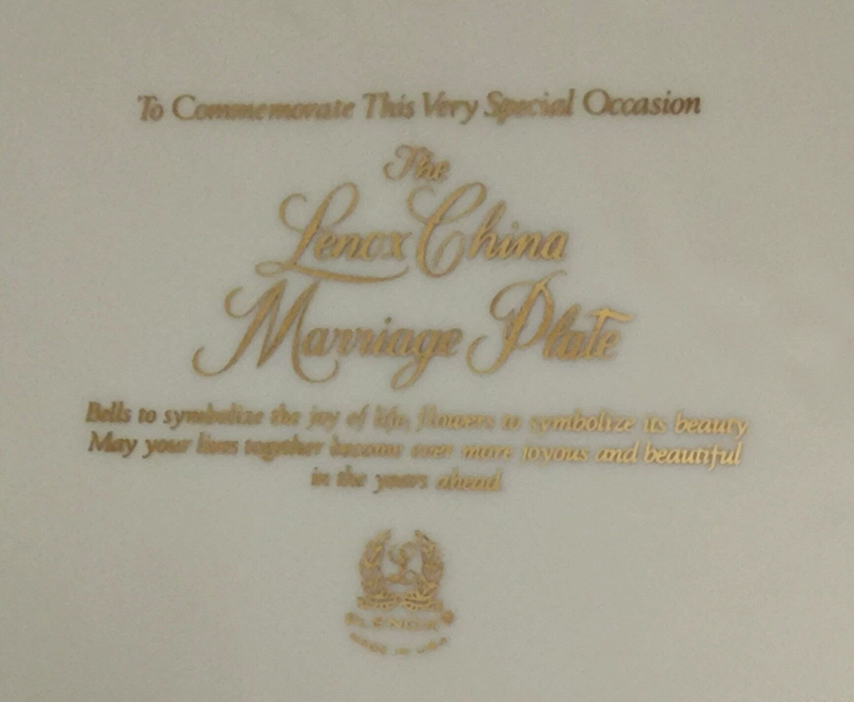 Lenox China Wedding Promises Marriage Embossed Round Cream Plate/Platter 12.5"D w/Gold Trim - Timeless Treasures  Emporium1