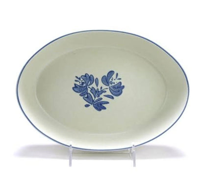 Vintage Pfaltzgraff Yorktowne Stoneware Blue White Oval Serving Platter 14" L Serving Plate #16 - Timeless Treasures  Emporium1