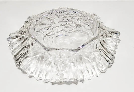Federal Pioneer Pattern Georgian Clear Pressed Depression Glass Bowl Fruit/Grape Embossed Center Crimped Edges Rim Large Soup Bowl ~ 10.5" - Timeless Treasures  Emporium1