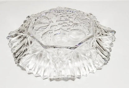 Federal Pioneer Pattern Georgian Clear Pressed Depression Glass Bowl Fruit/Grape Embossed Center Crimped Edges Rim Large Soup Bowl ~ 10.5" - Timeless Treasures  Emporium1
