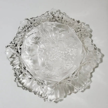 Federal Pioneer Pattern Georgian Clear Pressed Depression Glass Bowl Fruit/Grape Embossed Center Crimped Edges Rim Large Soup Bowl ~ 10.5" - Timeless Treasures  Emporium1