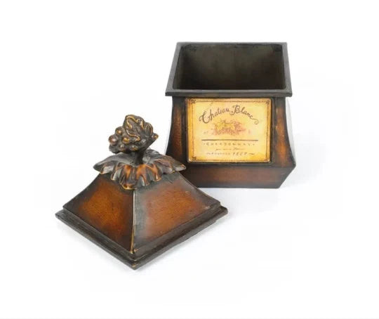 Trio of Lidded Metal Containers Accent Piece with Stand ~ 7-Piece Set