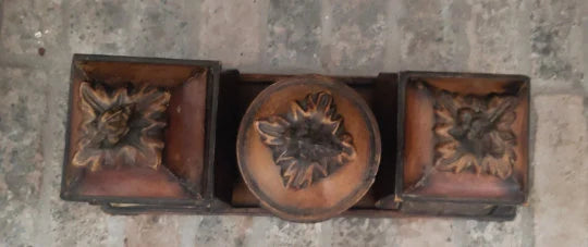 Trio of Lidded Metal Containers Accent Piece with Stand ~ 7-Piece Set