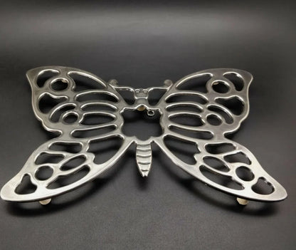 Vintage Leonard Silverplate Butterfly Trivet Hot Plate Dish Holder 10.5" x 7"
