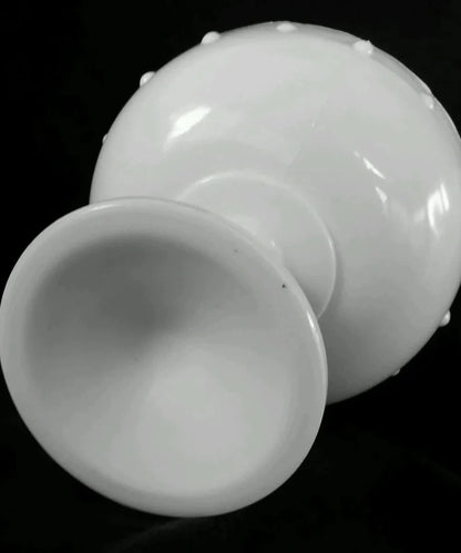 Vintage Indiana Glass Teardrop Design Milk Glass Compote Pedestal Compote Bowl 7.5” Scalloped - Timeless Treasures  Emporium1