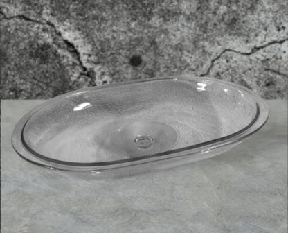 PYREX Clear Ribbed F-14-C Large Glass Oval Dome / Lid / Cover ONLY for Casserole Dish Replacement ~ 12.5" x 9.75"
