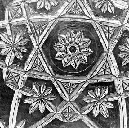 Vintage Anchor Hocking Star of David Precut Serving Platter Cake Plate  - Clear Cupped Edge, 13.5"D