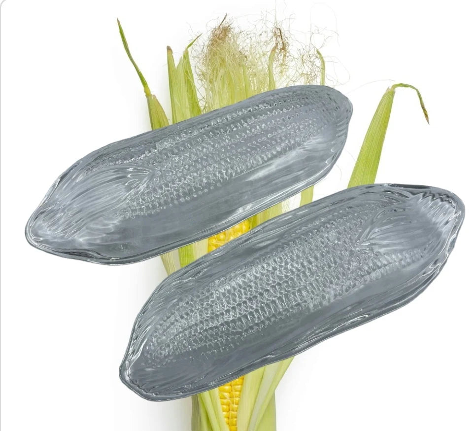 Vintage Pilgrim Corn Cob Holders Trays/Plates Heavy Glass Set of 2 Platter-CORN On The COB /Textured Corn Holders | Glass Corn Dish - Timeless Treasures  Emporium1