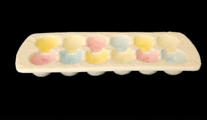 Pretty Vintage Rainbow Gracie Ceramic Easter Egg Carton Coloring Dish, Porcelain Easter Eggs Coloring Tray/Crate - for One Dozen (12) Eggs