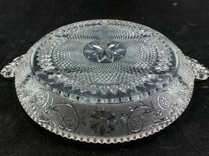 Vintage Duncan Miller “SANDWICH” Pattern #41 sectioned EAPG Clear Cut Glass Serving Platter 12” B16