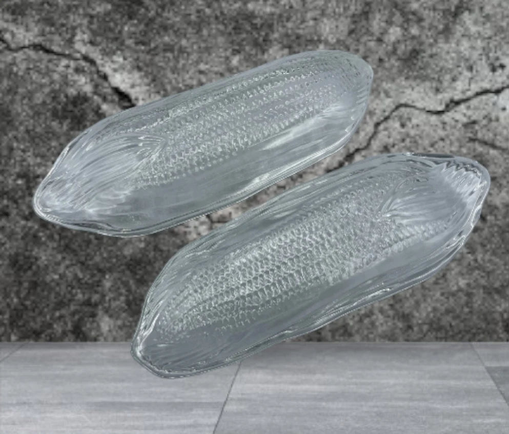 Vintage Pilgrim Corn Cob Holders Trays/Plates Heavy Glass Set of 2 Platter-CORN On The COB /Textured Corn Holders | Glass Corn Dish - Timeless Treasures  Emporium1