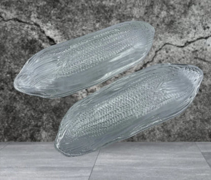 Vintage Pilgrim Corn Cob Holders Trays/Plates Heavy Glass Set of 2 Platter-CORN On The COB /Textured Corn Holders | Glass Corn Dish - Timeless Treasures  Emporium1