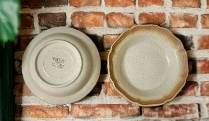 Mikasa Whole Wheat Cream Center Soup/Cereal Bowls 8-1/2" Tan & Brown Stoneware E8000 ~ Set of Two (2) - Timeless Treasures  Emporium1