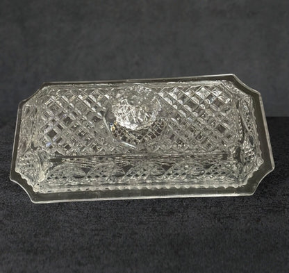 Title: Vintage Avon Cape Cod Clear Glass Butter Dish with Lid - 1983-84 Collection