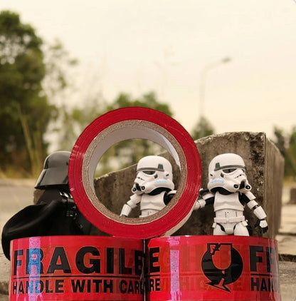 Printed Packing Tape "FRAGILE" Red (3mm x 100m) Word Print ~ 3 Pack
