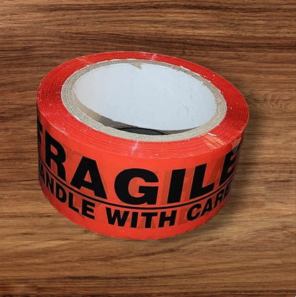 Printed Packing Tape "FRAGILE" Red (3mm x 100m) Word Print ~ 3 Pack
