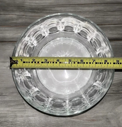Vintage ARCOROC France Thumbprint Clear Glass Salad / Serving Bowl 8 5/8" x 4"