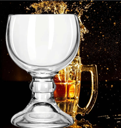Pair of Vintage Libbey 7.25" Schooner Glass Stemmed Heavy Beer Goblets Margarita Cocktail Glasses 18 Oz Capacity