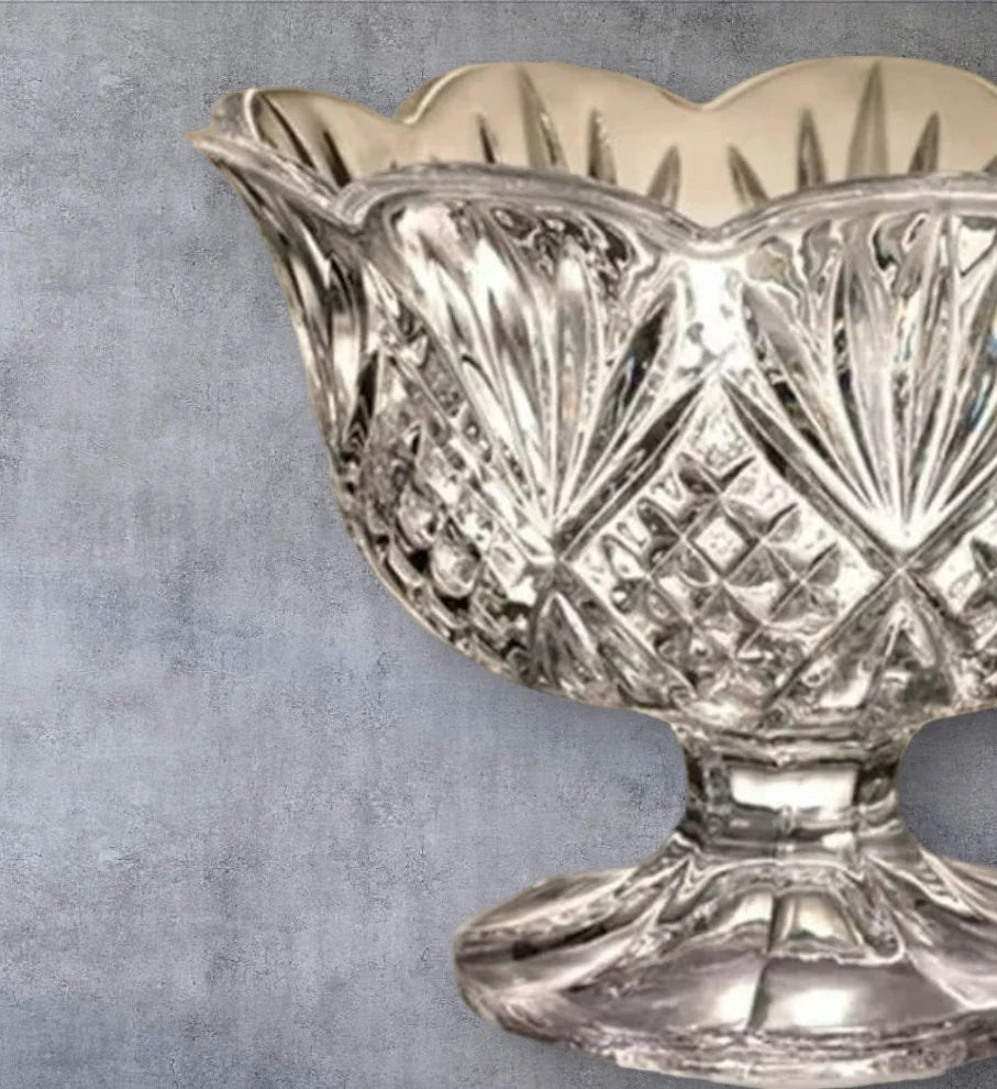 Dublin Crystal 5 Piece Scalloped Footed Trifle Bowl 75oz & Ice Cream Bowl 10oz Set - Timeless Treasures  Emporium1