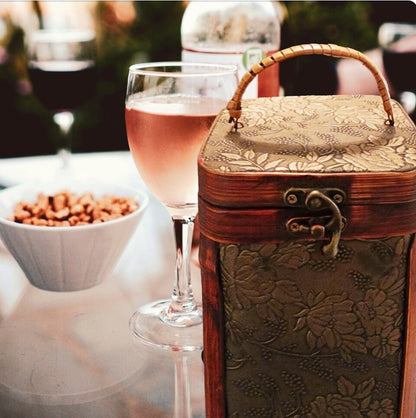 Decorative Faux Distressed Old World Wicker/Rattan Treasure Chest Single Wine Box  ~ 14" - Timeless Treasures  Emporium1