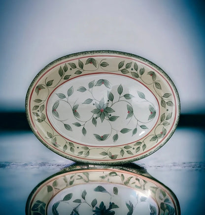 Vintage Beautiful Pfaltzgraff Garden District Hand Painted Large Oval 16 inch Serving Platter