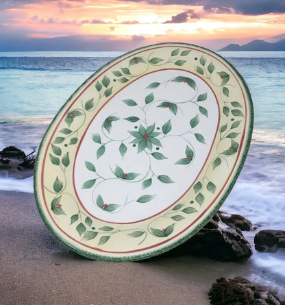 Vintage Beautiful Pfaltzgraff Garden District Hand Painted Large Oval 16 inch Serving Platter