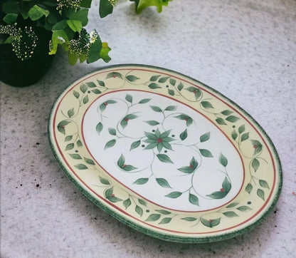 Vintage Beautiful Pfaltzgraff Garden District Hand Painted Large Oval 16 inch Serving Platter