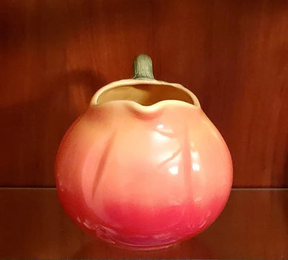 Tomato-shaped Ceramic Pitcher Carafe Jug 7" Tall Hand Painted Vintage Café Supply Figural Tomato Pitcher - Ceramic Breakfast Pitcher
