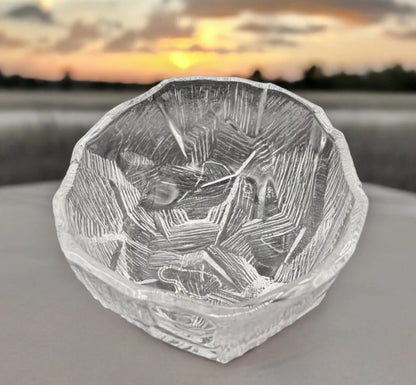 HOYA GLASS Bowl From JAPAN Icy Textured Fruit Serving Bowl - Timeless Treasures  Emporium1