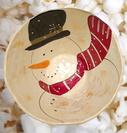 Vintage Handmade Ceramic Snowman/Wintery Popcorn Tub/Bucket - Timeless Treasures  Emporium1