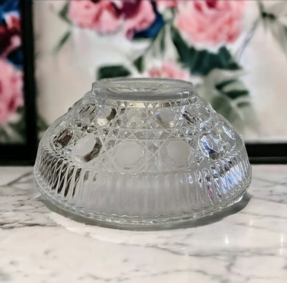 Vintage Indiana Glass Clear Covered Candy Dish With Lid Windsor Royal Brighton Button and Cane Pattern - Timeless Treasures  Emporium1