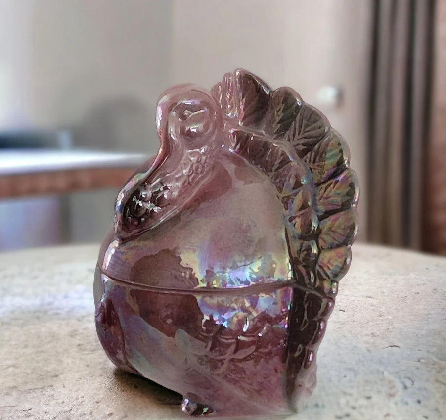 Iridescent Ceramic Glazed Turkey Gobbler Figure Gravy Boat (RARE) ~ 6-1/2" - Timeless Treasures  Emporium1