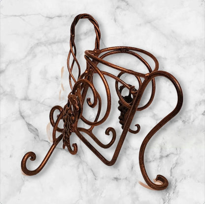 Vintage Rustic Wrought Iron Brass Finished Tilted Bottle Holder ~ 10"H - Timeless Treasures  Emporium1