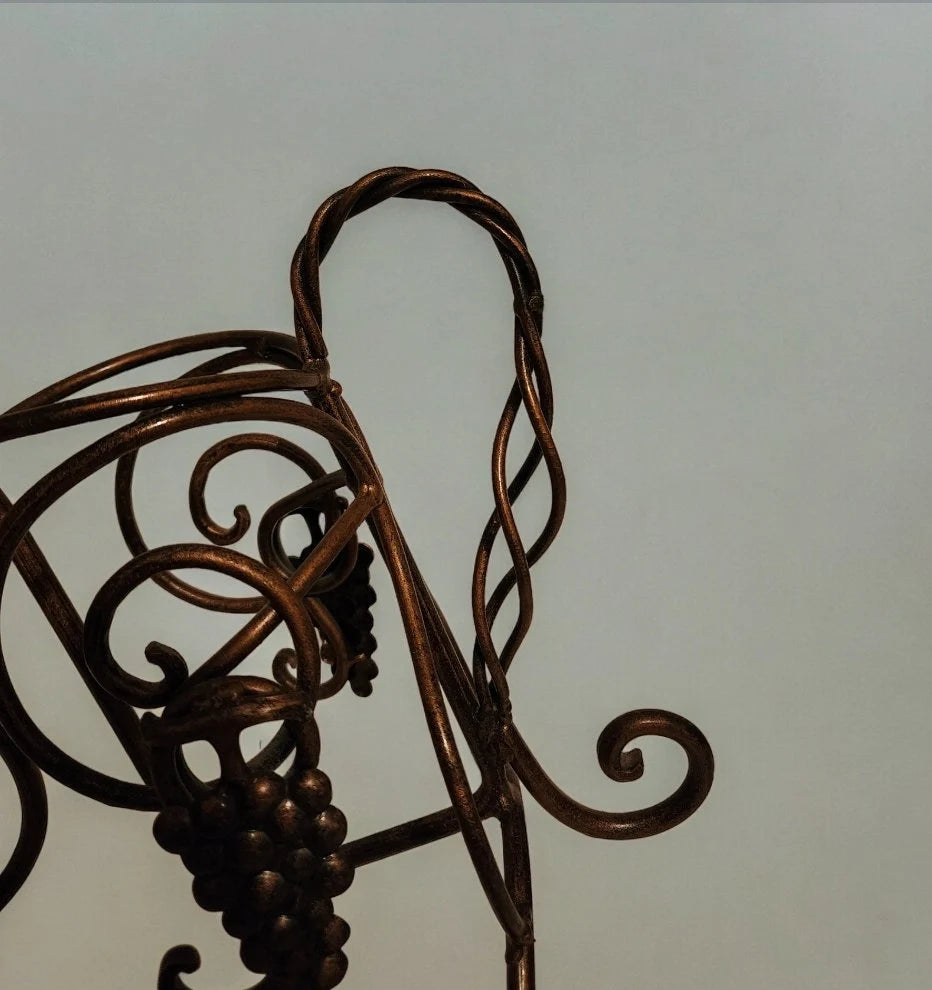 Vintage Rustic Wrought Iron Brass Finished Tilted Bottle Holder ~ 10"H - Timeless Treasures  Emporium1