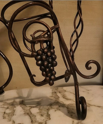 Vintage Rustic Wrought Iron Brass Finished Tilted Bottle Holder ~ 10"H - Timeless Treasures  Emporium1